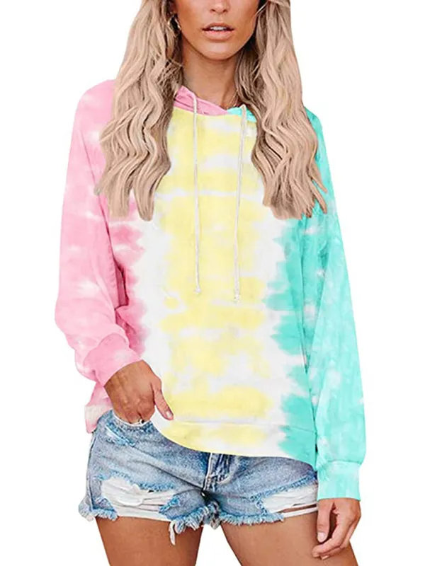 Alanna New Ladies Sweatshirt Tie Dye Gradient Color Hooded Loose Top