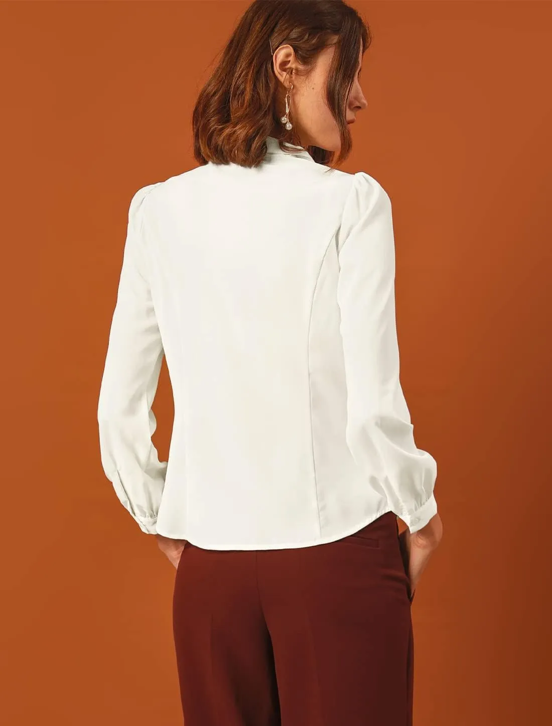 Allegra K Women's Peter Pan Collar Blouse Bow Tie Neck Vintage Button Up Shirt