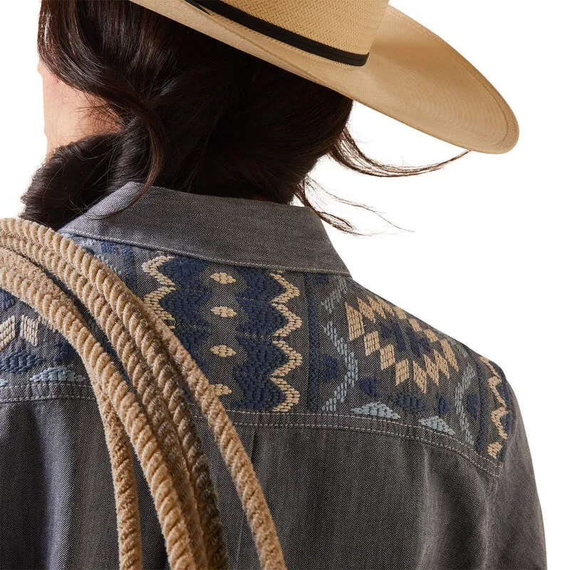 Ariat Women's Real Billie Jean Shirt in Cassidy Embroidered Chambray