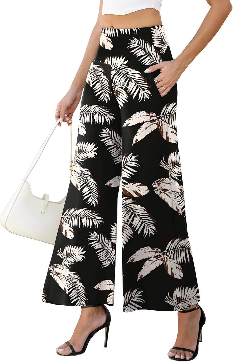 Arolina Women's Stretchy Wide Leg Palazzo Lounge Pants with Pockets Casual Comfy High Waist Palazzo Pants for Women Dressy