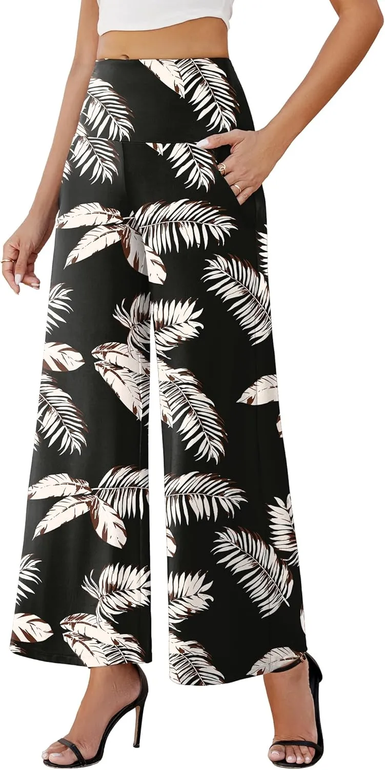 Arolina Women's Stretchy Wide Leg Palazzo Lounge Pants with Pockets Casual Comfy High Waist Palazzo Pants for Women Dressy