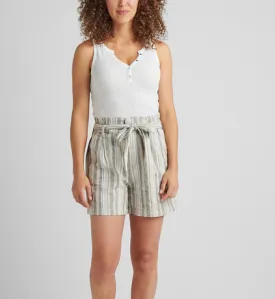 Belted Striped Linen Shorts