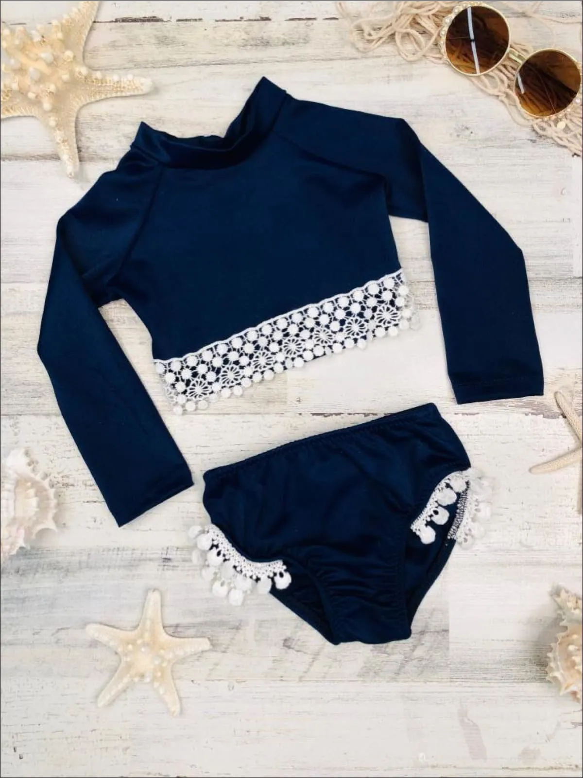 Boho Beach Babe Rash Guard Two Piece Swimsuit