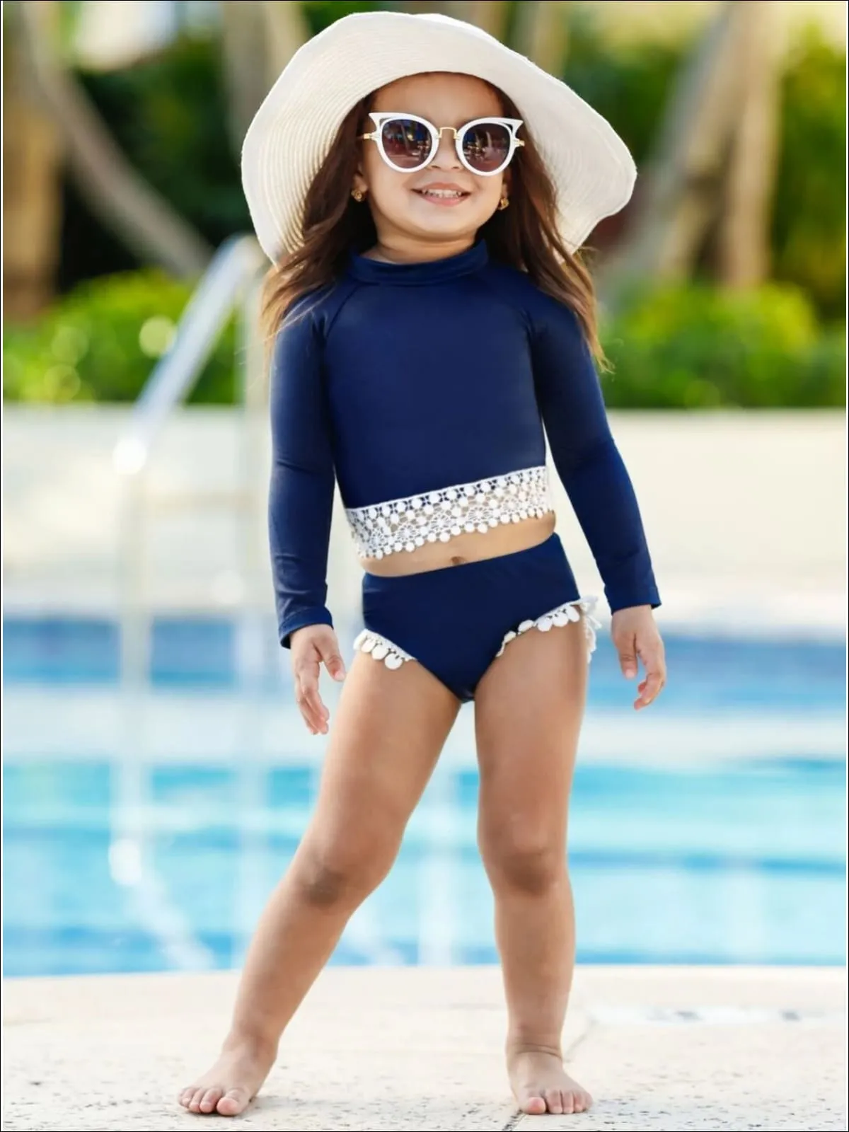 Boho Beach Babe Rash Guard Two Piece Swimsuit