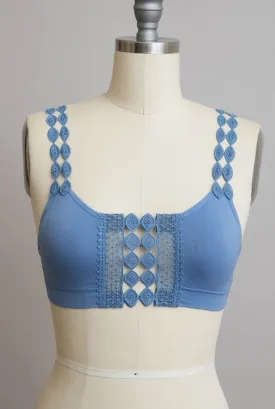 Boho Eye Lace Applique Bralette - Blue