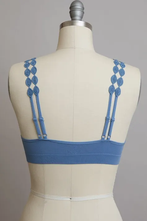 Boho Eye Lace Applique Bralette - Blue