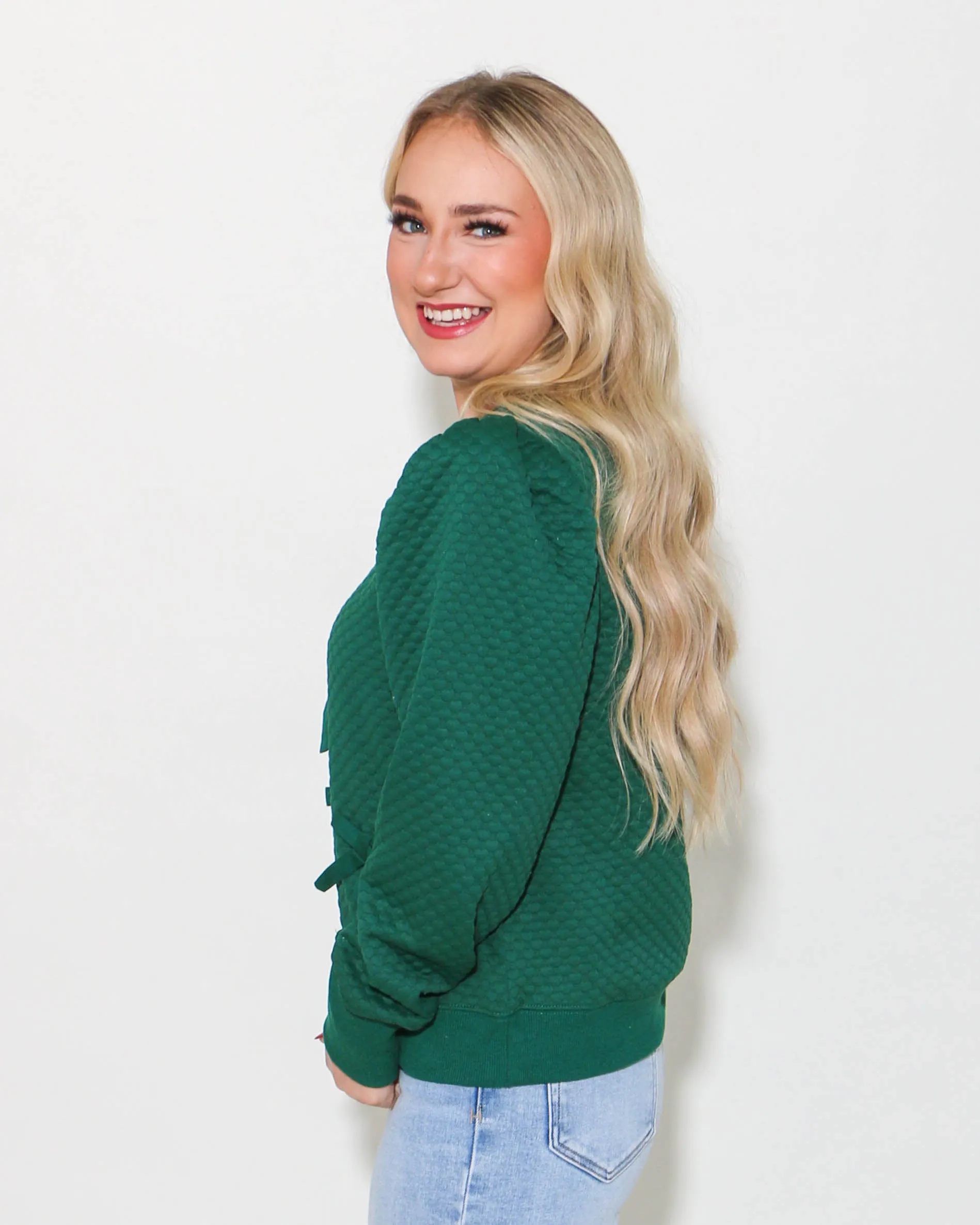 Bow Ties Patch Sweatshirt Top in Hunter