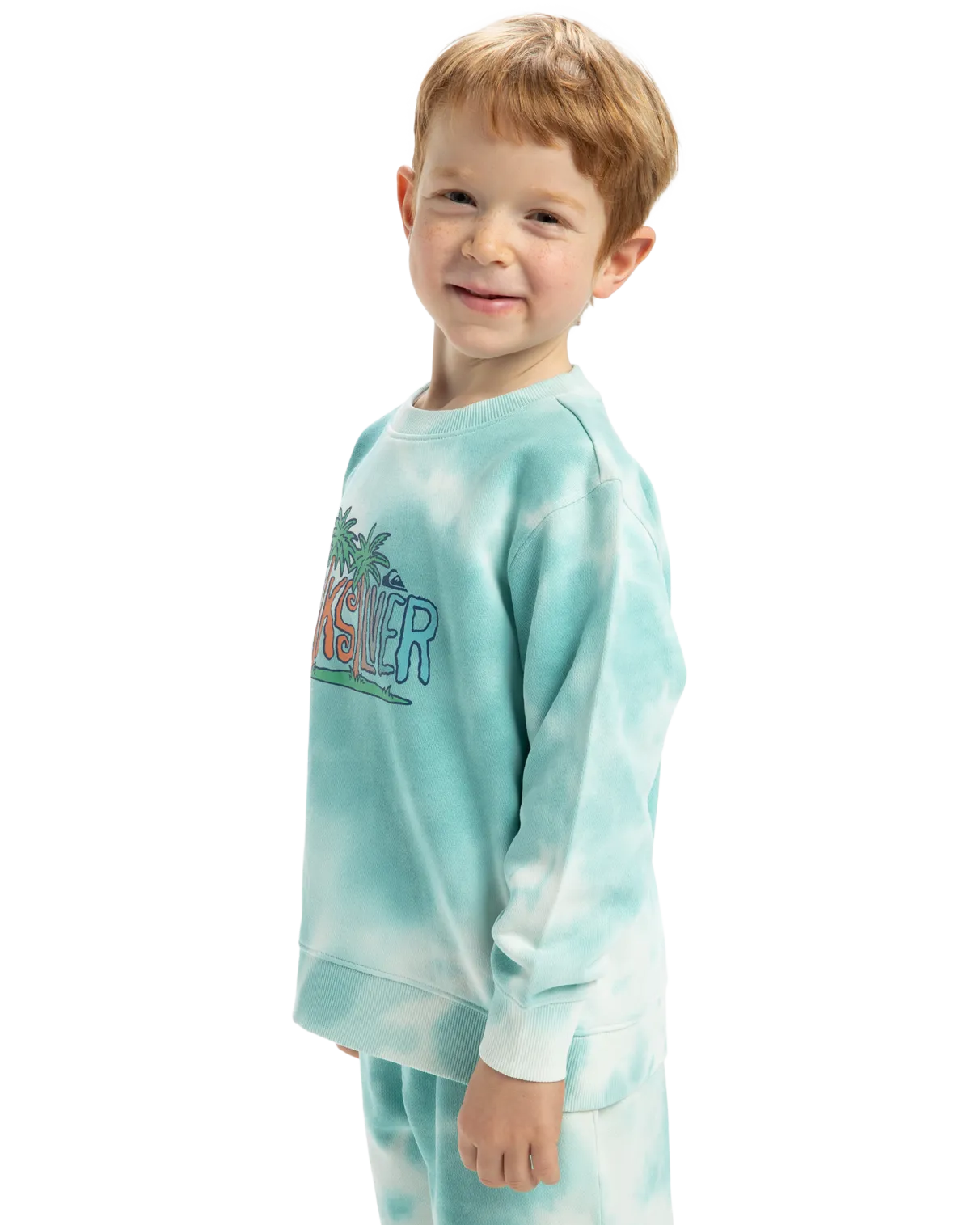 Boys Tie Dye Crew Sweatshirt in Marine Blue
