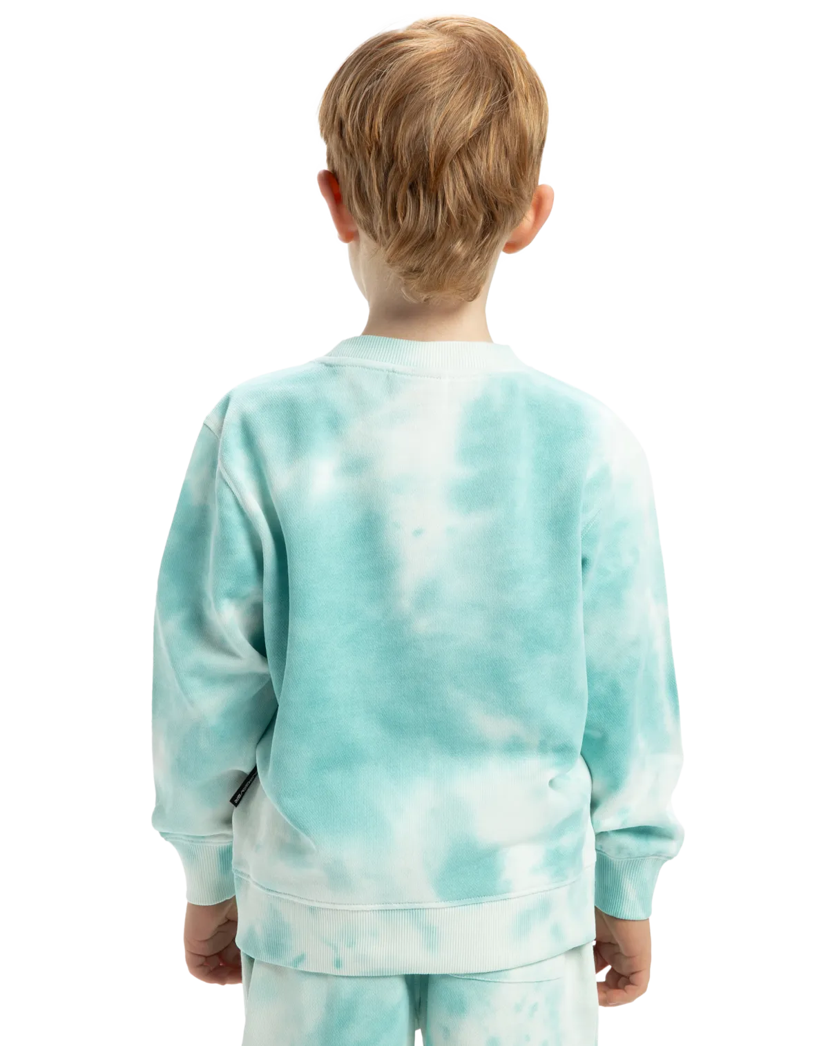 Boys Tie Dye Crew Sweatshirt in Marine Blue