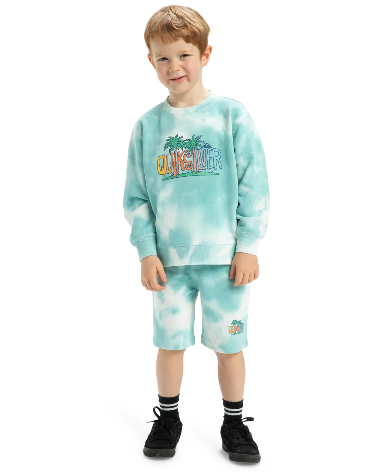 Boys Tie Dye Crew Sweatshirt in Marine Blue