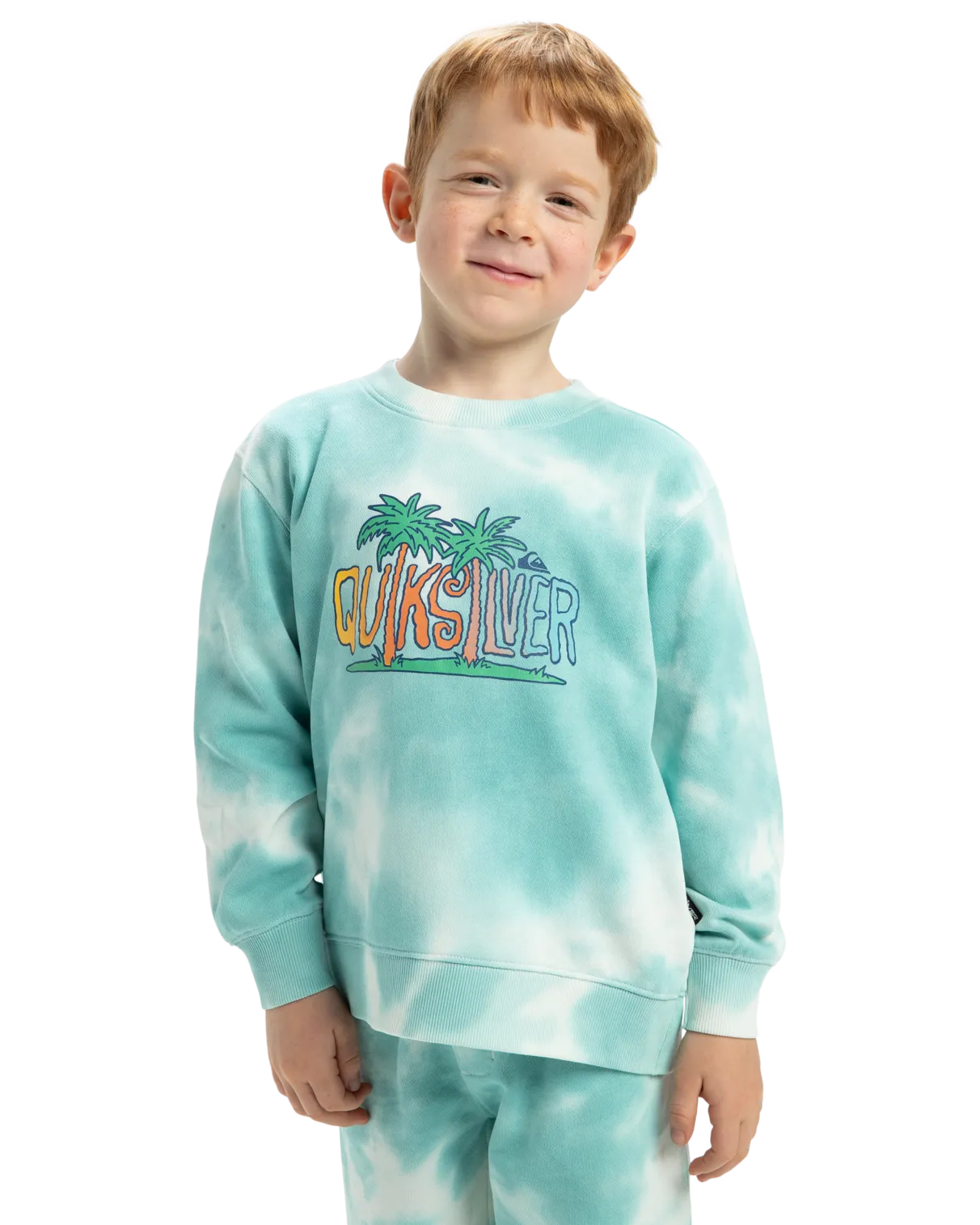 Boys Tie Dye Crew Sweatshirt in Marine Blue