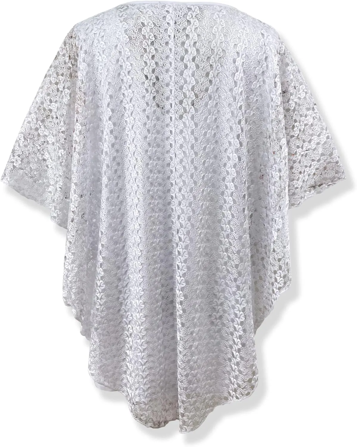 Brittany Black Womens V-Neck 3/4 Sleeve Lace Poncho Floral Print Knit Blouse