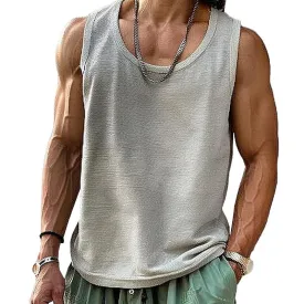 Casual Cotton Linen Blended Round Neck Tank Top