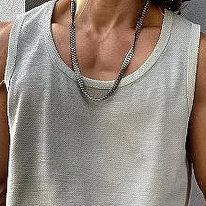 Casual Cotton Linen Blended Round Neck Tank Top