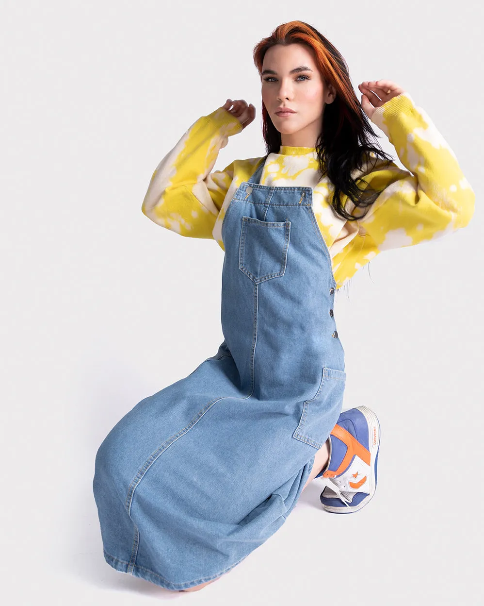 Champion reworked yellow tie-dye sweatshirt