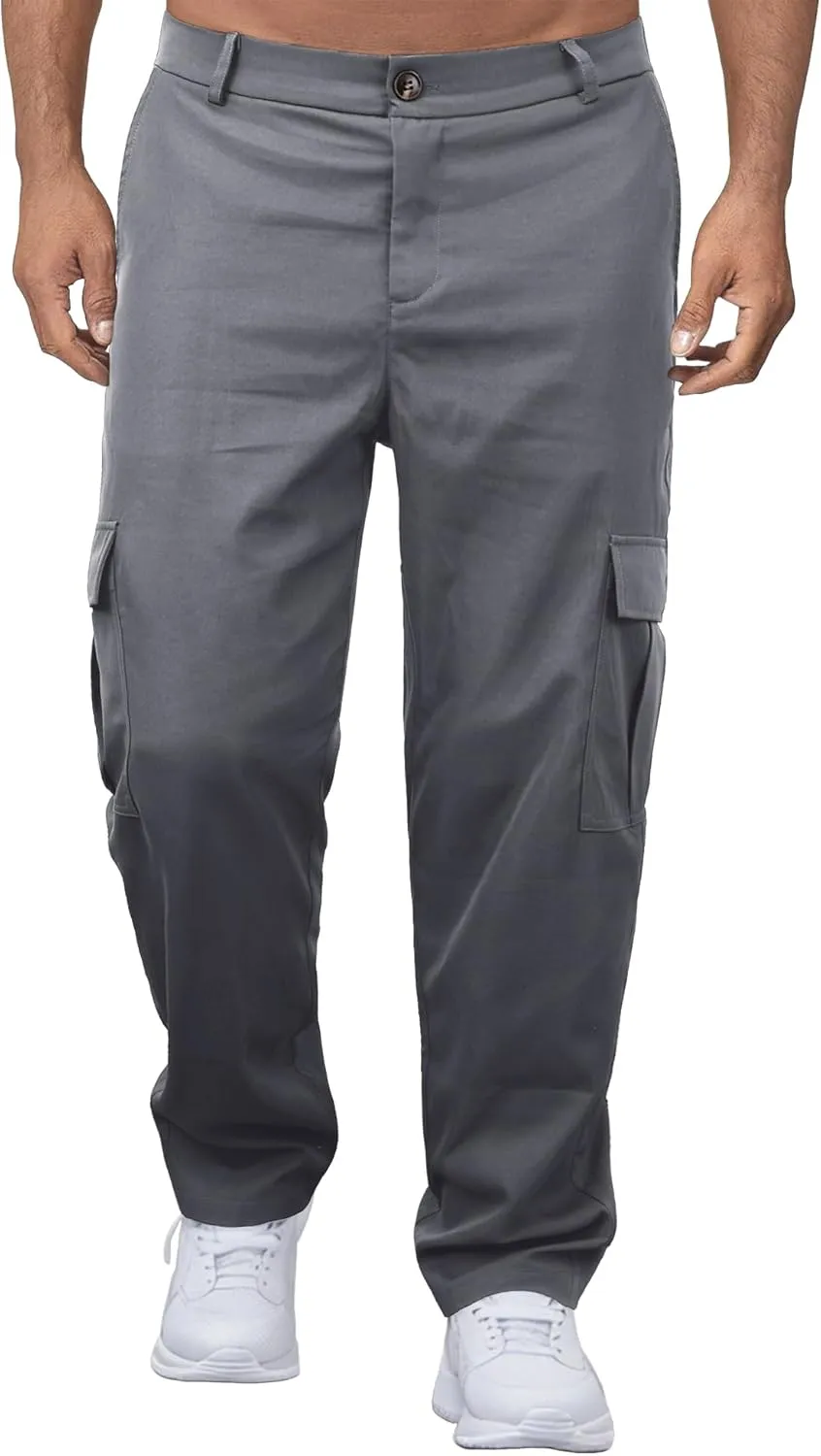 Comdecevis Mens Casual Cargo Joggers Pants Baggy Sweatpants with Large Flap Pockets Hiking Sports Trousers