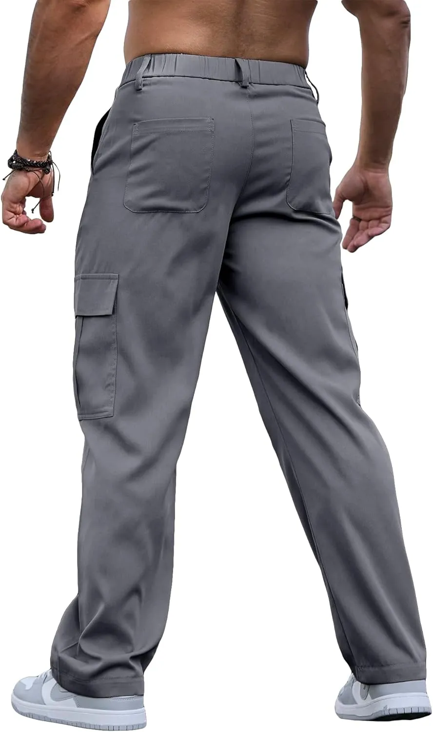 Comdecevis Mens Casual Cargo Joggers Pants Baggy Sweatpants with Large Flap Pockets Hiking Sports Trousers