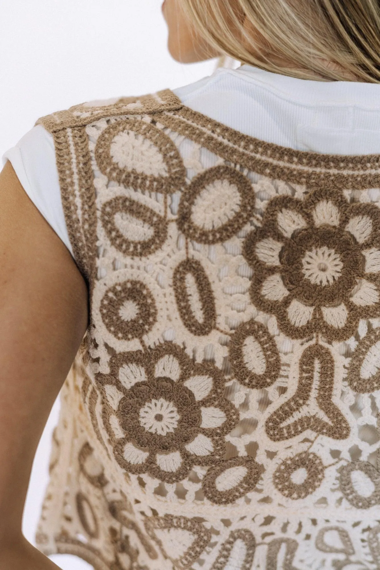 Cotton Crochet Floral Vest