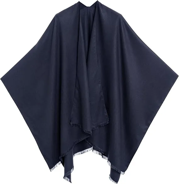 Dark Gray Luxurious Knit Sweater Poncho Cardigan