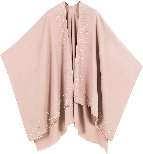 Dark Gray Luxurious Knit Sweater Poncho Cardigan