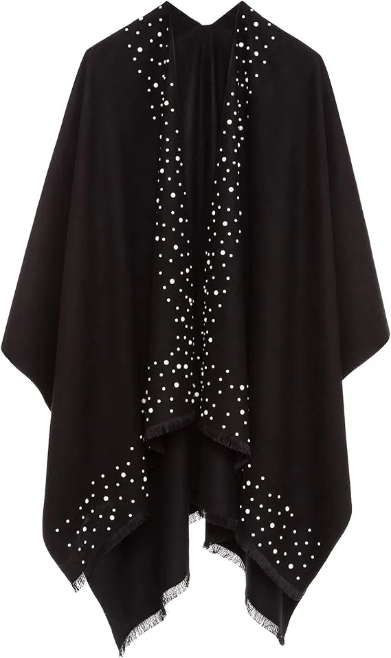 Dark Gray Luxurious Knit Sweater Poncho Cardigan