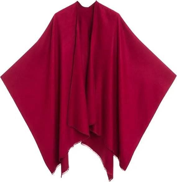 Dark Gray Luxurious Knit Sweater Poncho Cardigan