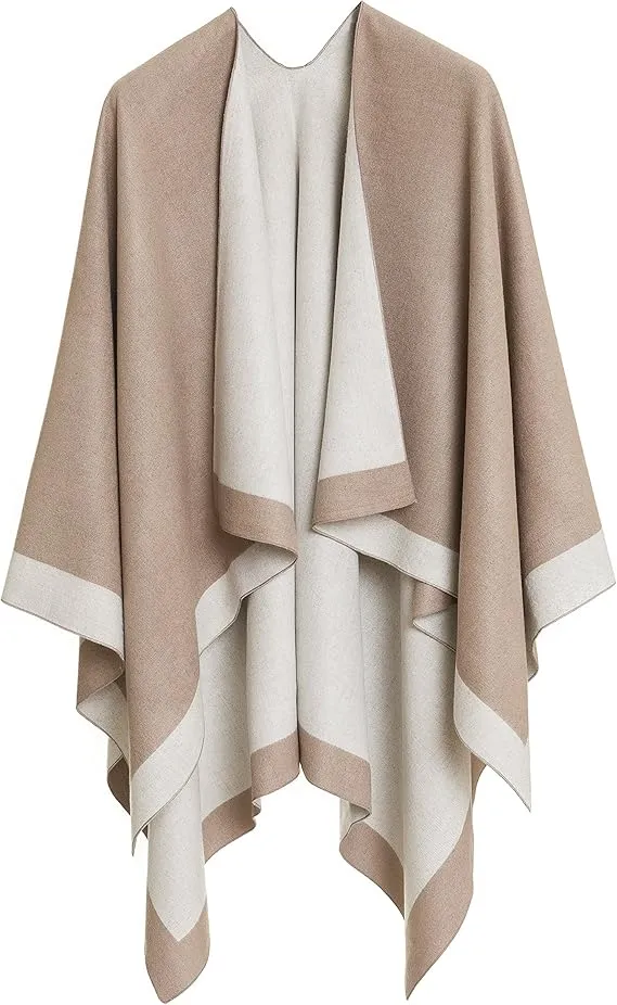 Dark Gray Luxurious Knit Sweater Poncho Cardigan