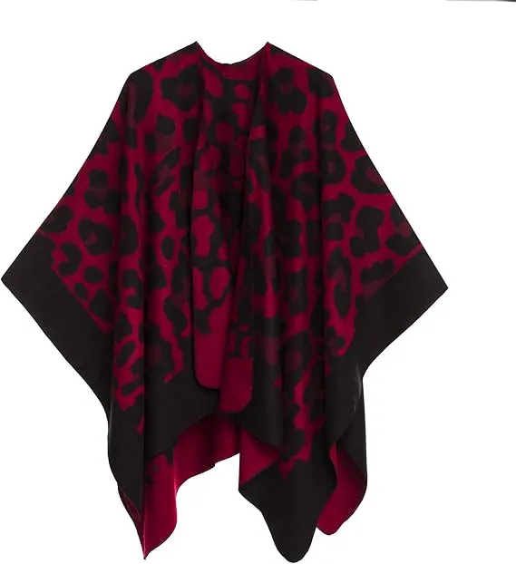Dark Gray Luxurious Knit Sweater Poncho Cardigan