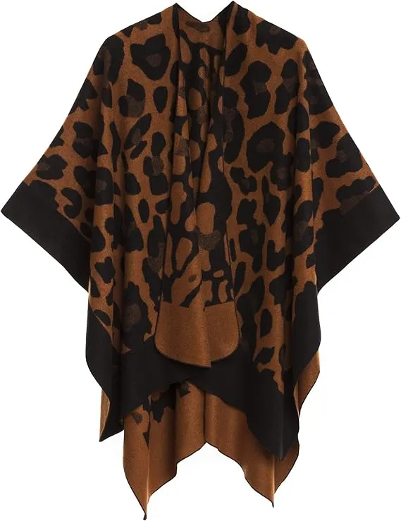 Dark Gray Luxurious Knit Sweater Poncho Cardigan