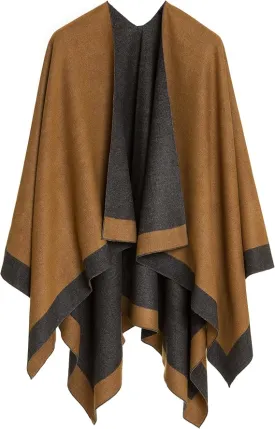 Dark Gray Luxurious Knit Sweater Poncho Cardigan