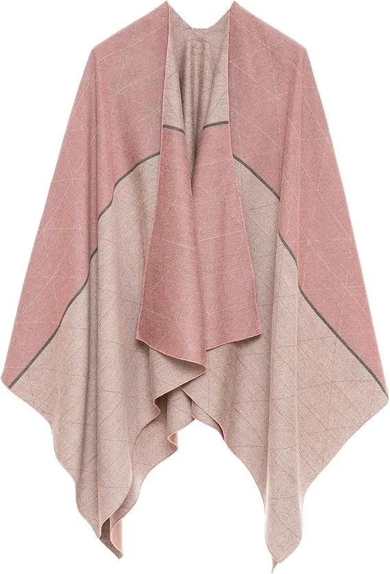 Dark Gray Luxurious Knit Sweater Poncho Cardigan