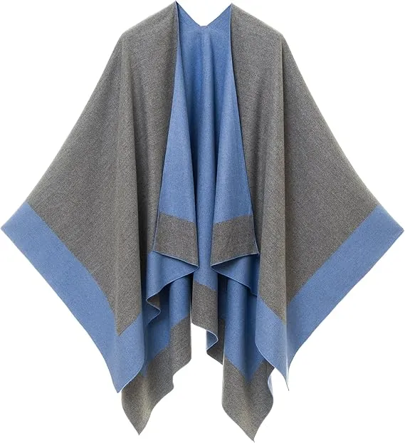 Dark Gray Luxurious Knit Sweater Poncho Cardigan