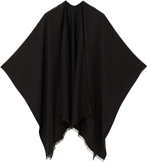 Dark Gray Luxurious Knit Sweater Poncho Cardigan
