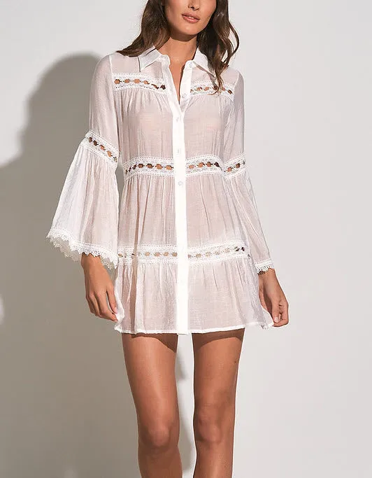 Elan Swimwear White Bell Sleeve Dress Cover Up CM5878