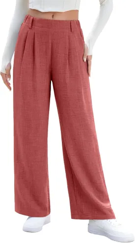 EVALESS Women's Wide Leg Pants High Waisted Business Work Casual Trousers 2025 Summer Comfy Palazzo Pants with Pockets