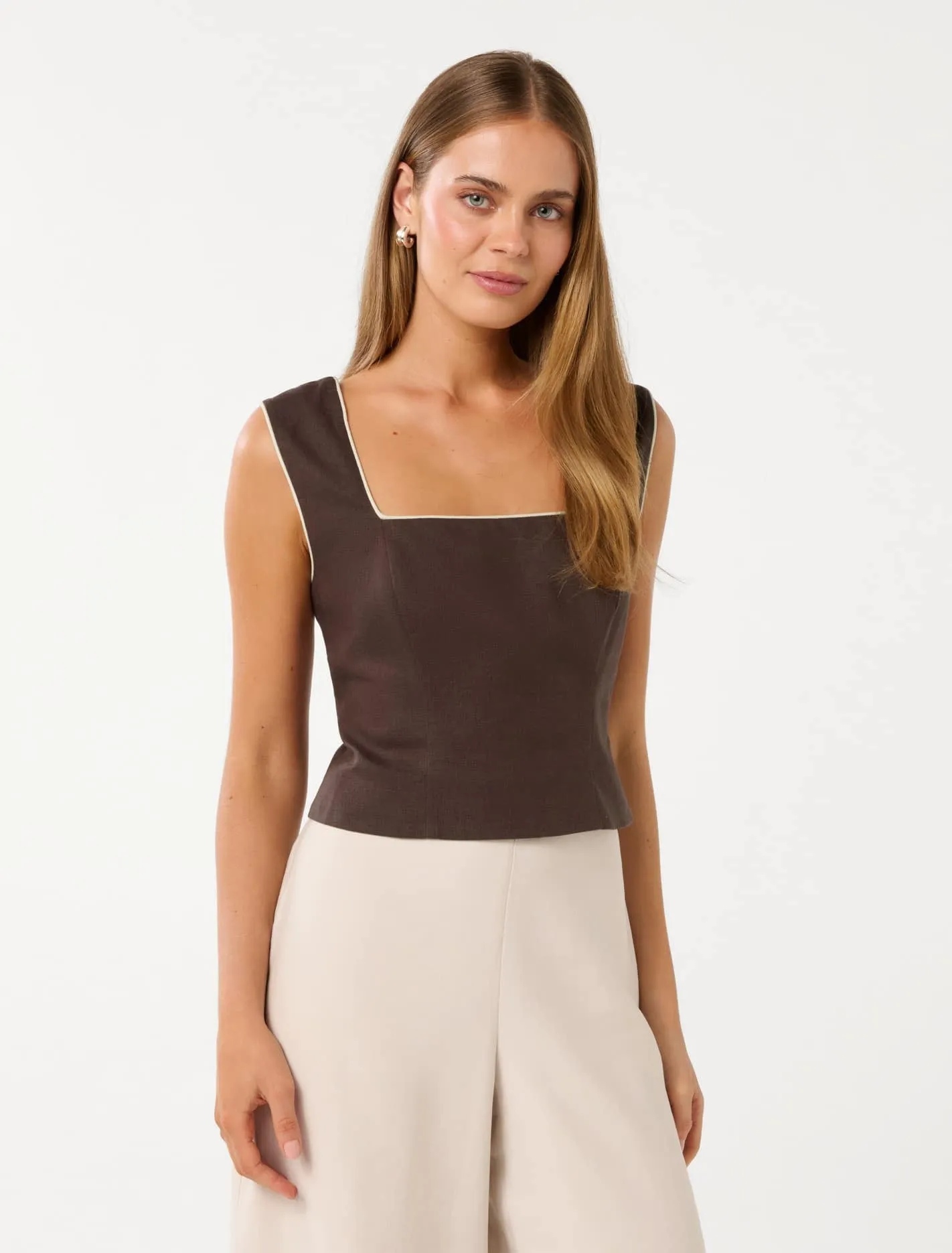Faye Fitted Linen Tank Top