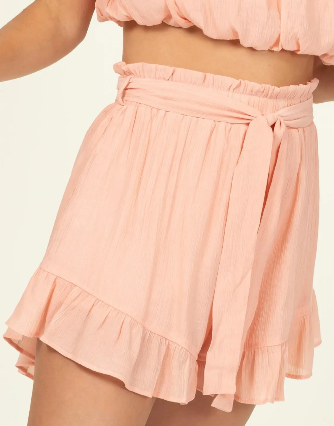 FINAL SALE Peach Real Feelings Ruffle Shorts