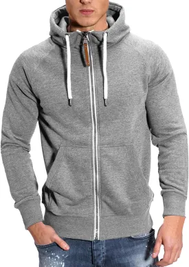 Fleece Hoodie for Men Fashion Raglan Sleeve Cardigan Top Full Zip Solid Color Fitness Sports Sweatshirts