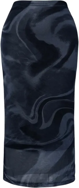 Floerns Women's Summer Tie Dye High Waist Mesh Bodycon Pencil Midi Skirt