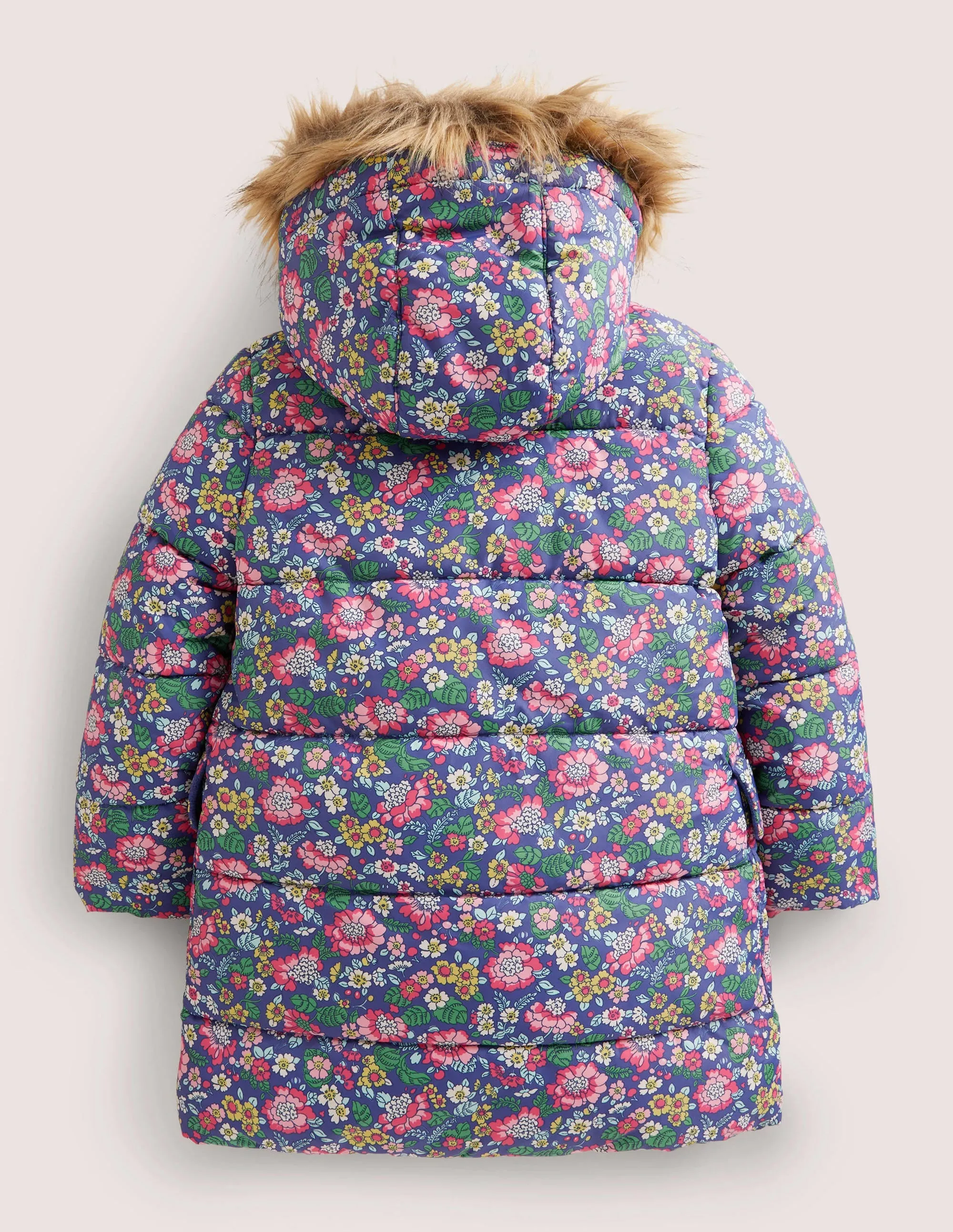 Floral Fleece-Lined Hooded Puffer Jacket-Starboard Vintage Floral