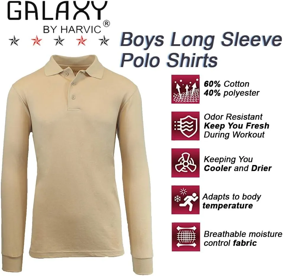 Galaxy by Harvic Boys Long Sleeve Polo Shirts