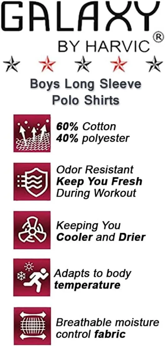 Galaxy by Harvic Boys Long Sleeve Polo Shirts