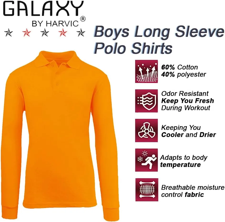Galaxy by Harvic Boys Long Sleeve Polo Shirts