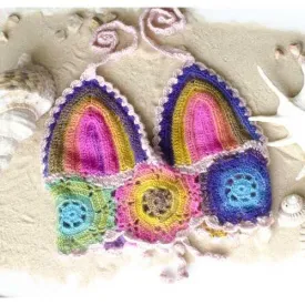 Handmade Rainbow Crop Top, Crochet Festival Bralette