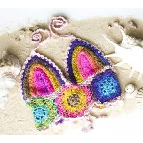 Handmade Rainbow Crop Top, Crochet Festival Bralette
