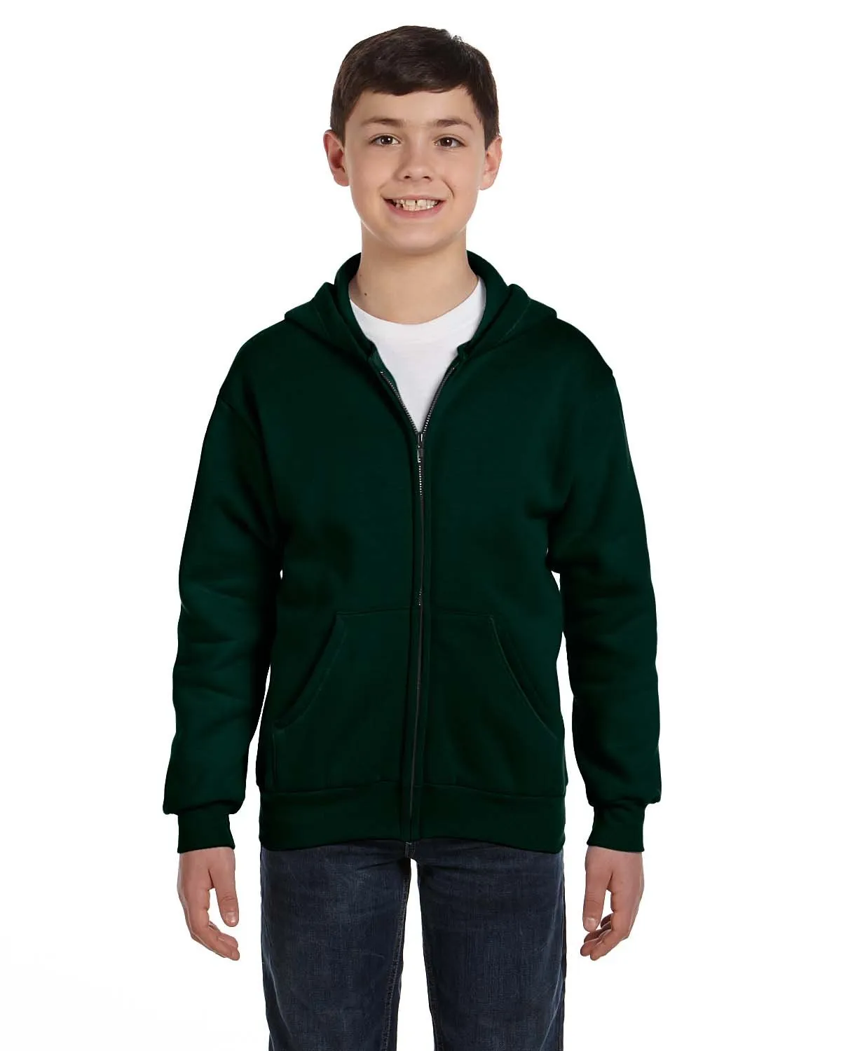 Hanes Boys' EcoSmart Full Zip Hooded Jacket, Deep Forest, X-Large