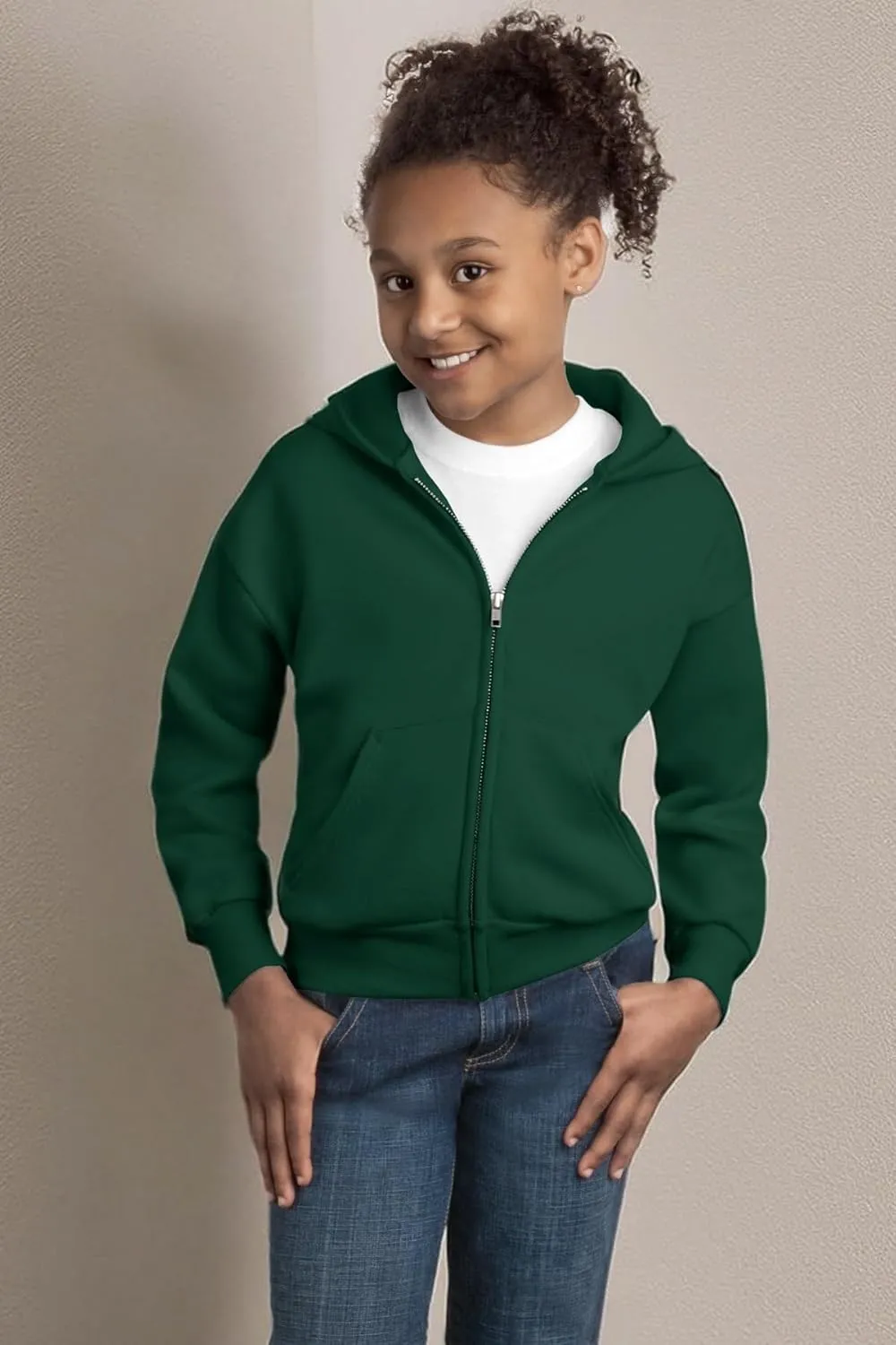 Hanes Boys' EcoSmart Full Zip Hooded Jacket, Deep Forest, X-Large