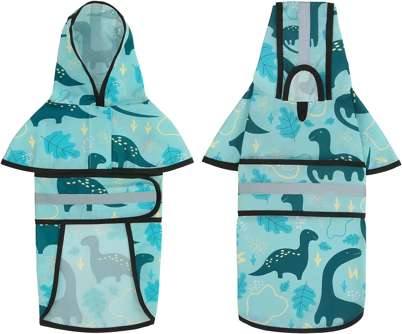 HDE Dog Raincoat Hooded Slicker Poncho for Small to X-Large Dogs and Puppies Dinosaurs - L