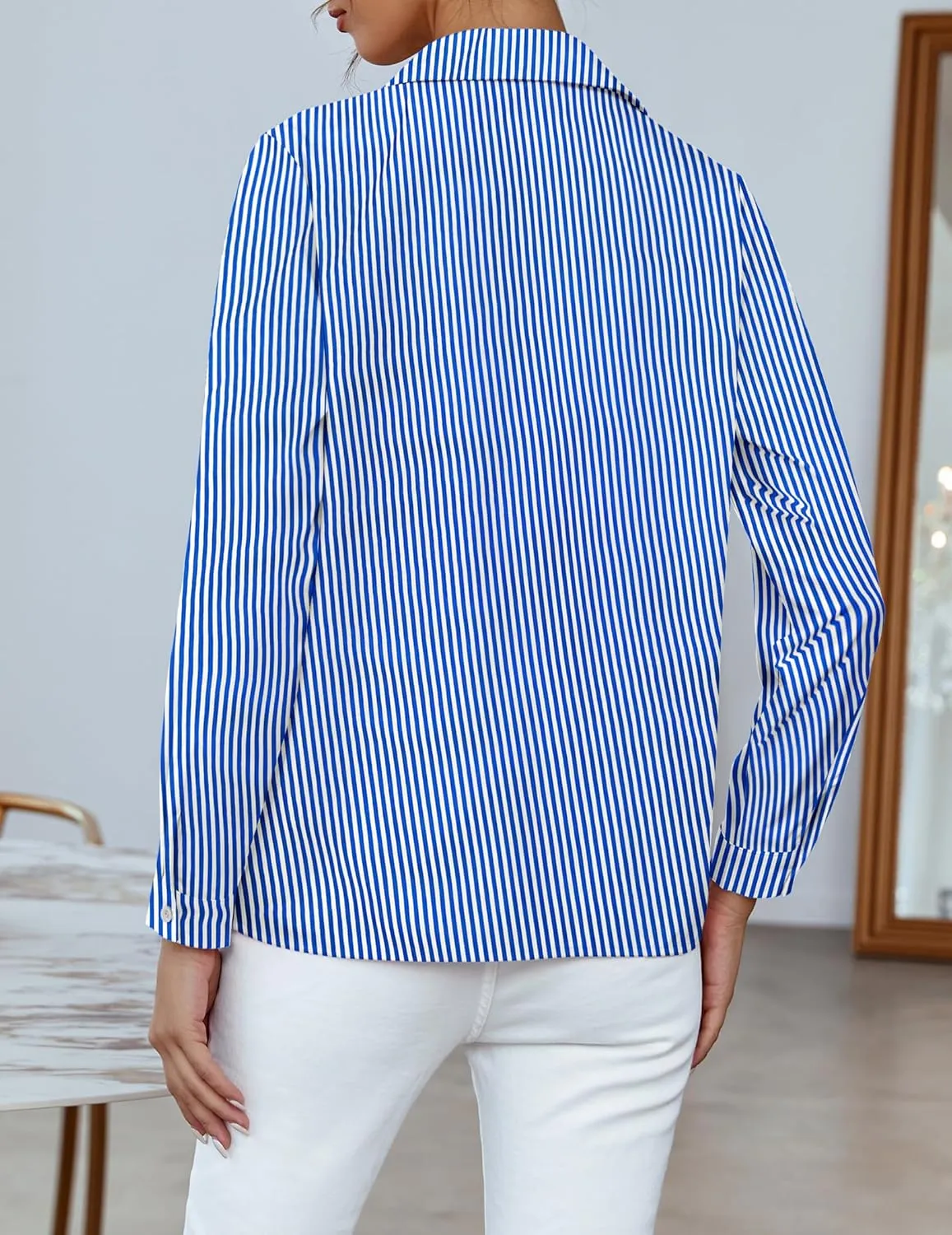 HOTOUCH Women Chiffon Button Down Shirts Long Sleeve Office Blouses Casual Business Work Tops Collared Shirt S-XXL