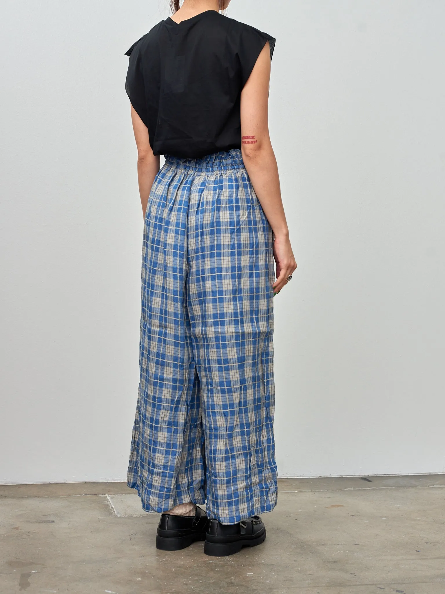 Indigo Check Pants - Indigo Light x Natural